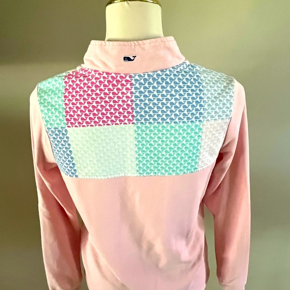 Vineyard Vines for Target Girl 1/4 Zip Pink Pullover Patchwork Whale Sz XL 14-16 - Picture 2 of 3